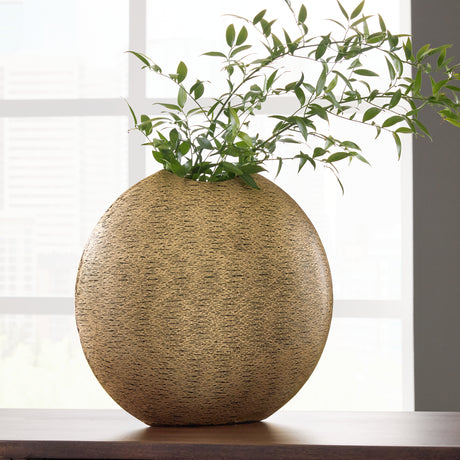 Mega Furniture - Ashley Furniture - Iansboro Vase - Vase / Antique Gold Finish - A2000697