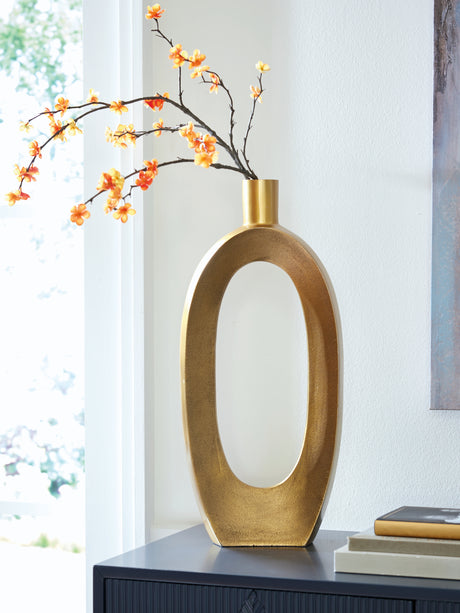 Mega Furniture - Ashley Furniture - Lawtonville Vase - Vase / Antique Gold Finish - A2000752