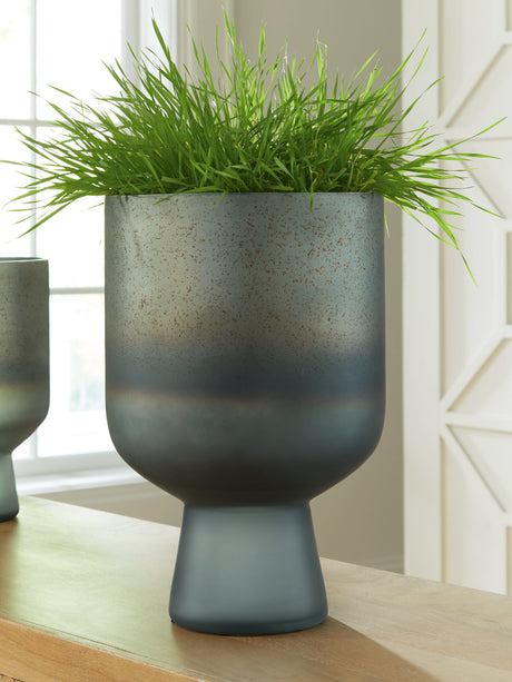 Mega Furniture - Ashley Furniture - Pennmore Vase - Vase / Antique Blue - A2000814