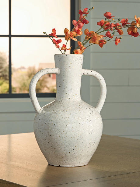Mega Furniture - Ashley Furniture - Dallinworth Vase - Vase / White/Black - A2000832
