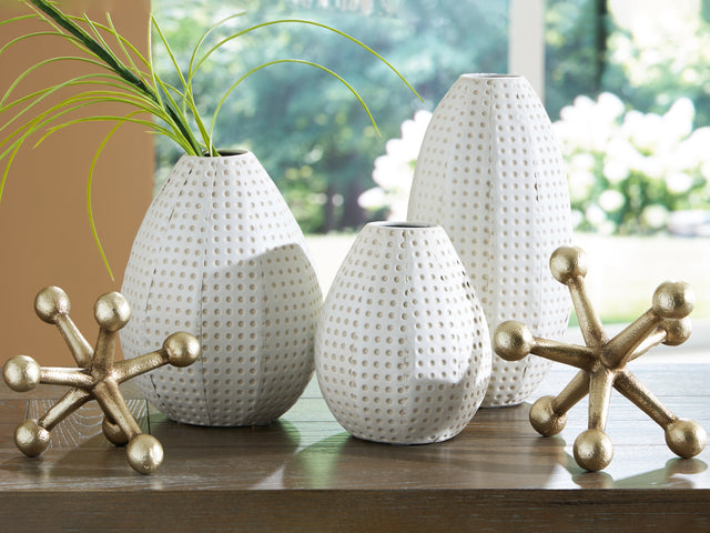 Mega Furniture - Ashley Furniture - Azerton Accessory Set (Set of 5) - Accessory Set (5/CN) / White/Gold Finish - A2C00209