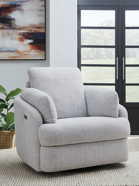 Mega Furniture - Ashley Furniture - Alainmont Next-Gen Nuvella Swivel Power Recliner - Swivel Power Recliner / Salt and Pepper - A3000738