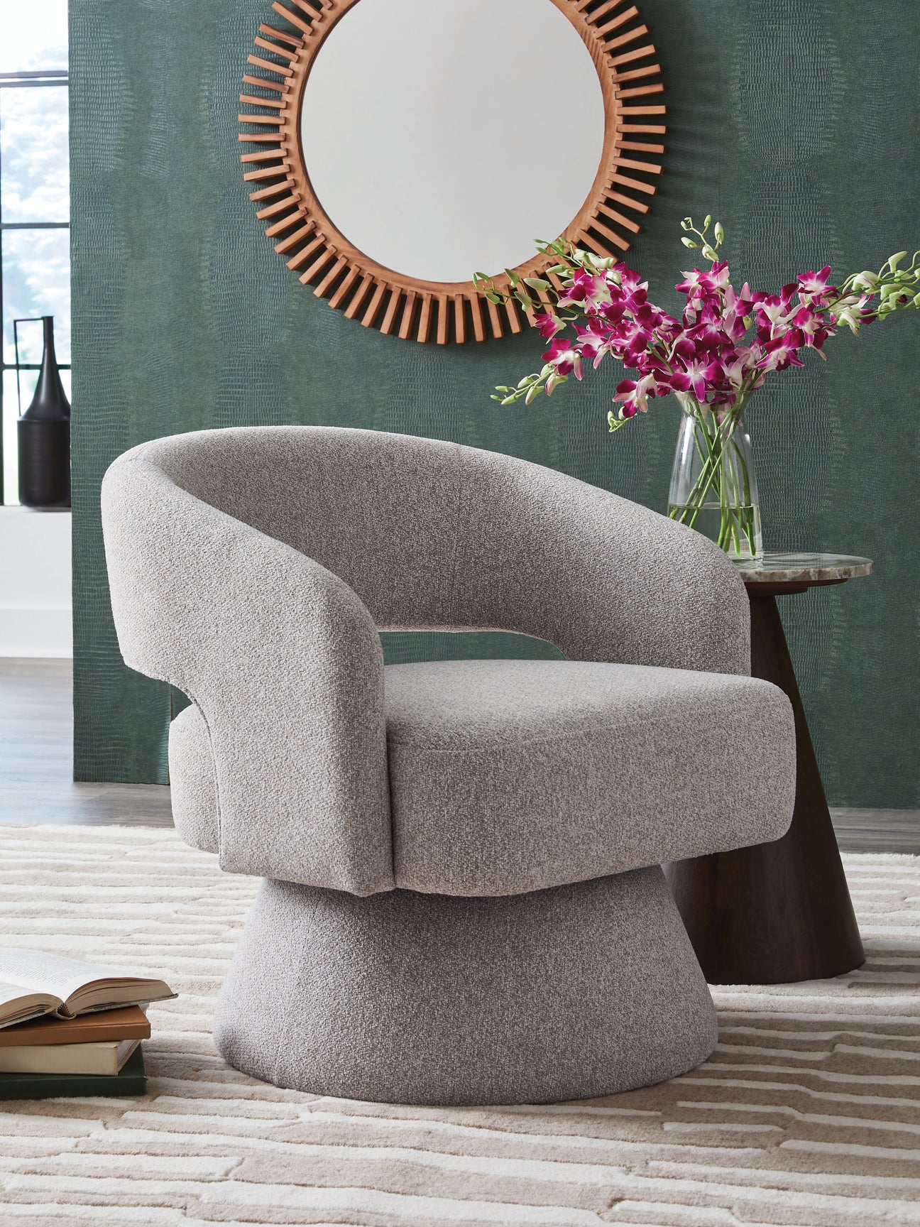 Mega Furniture - Ashley Furniture - Nashkins Swivel Accent Chair - Swivel Accent Chair / Pebble - A3000757