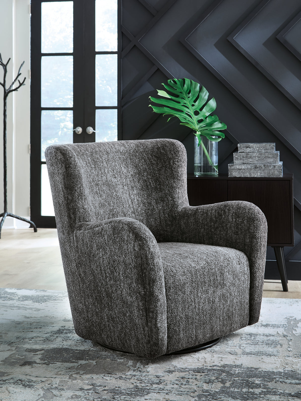 Mega Furniture - Ashley Furniture - Rowenburg Swivel Glider Accent Chair - Swivel Glider Accent Chair / Heather Charcoal - A3000796
