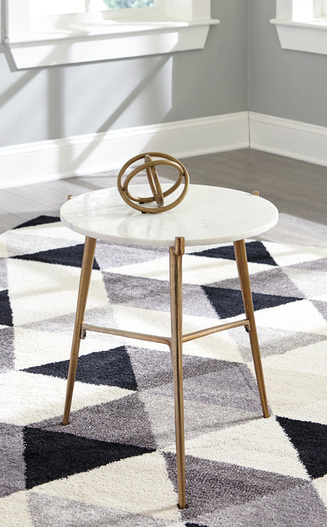 Mega Furniture - Ashley Furniture - Chadton Accent Table - Accent Table / White/Gold Finish - A4000004