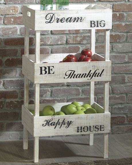 Mega Furniture - Ashley Furniture - Yulton Bookcase - Storage Shelf / Antique White - A4000091