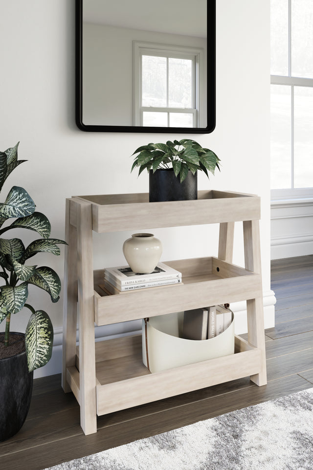 Mega Furniture - Ashley Furniture - Blariden Shelf Accent Table - Shelf Accent Table / Light Tan - A4000368