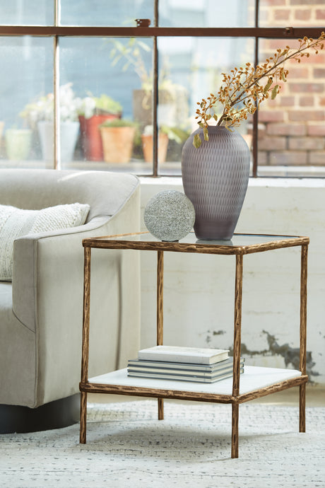 Mega Furniture - Ashley Furniture - Ryandale Accent Table - Accent Table / Antique Brass Finish - A4000442