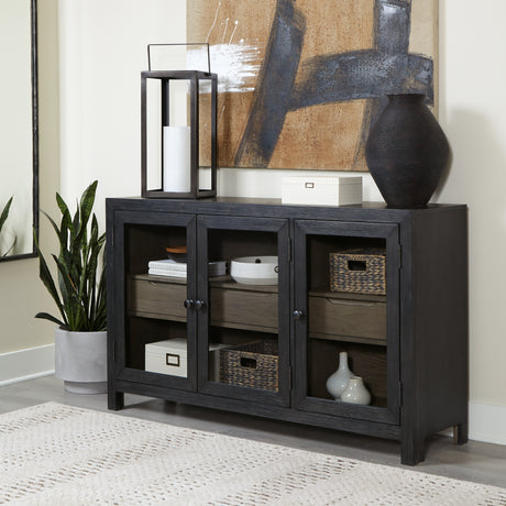 Mega Furniture - Ashley Furniture - Lenston Accent Cabinet - Accent Cabinet / Black/Gray - A4000508