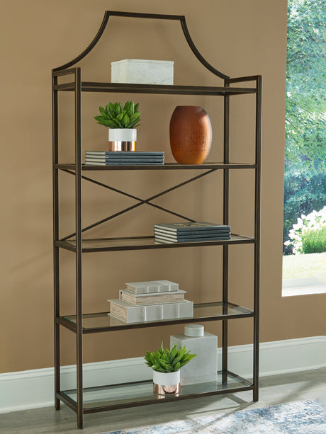 Mega Furniture - Ashley Furniture - Bernonly Bookcase - Bookcase / Antique Bronze Finish - A4000556