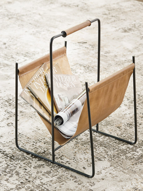 Mega Furniture - Ashley Furniture - Faronworth Magazine Rack - Magazine Rack / Brown/Black - A4000668