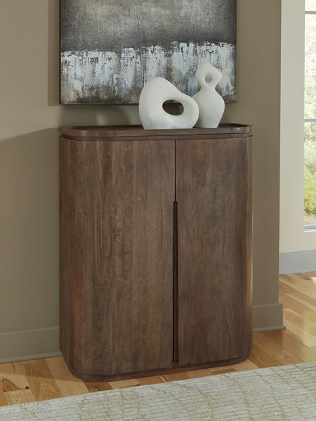 Mega Furniture - Ashley Furniture - Landermont Bar Cabinet - Bar Cabinet / Medium Brown - A4000697