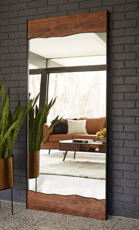 Mega Furniture - Ashley Furniture - Panchali Mirror - Floor Mirror / Brown/Black - A8010197