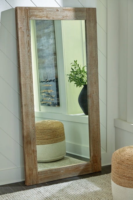 Mega Furniture - Ashley Furniture - Waltleigh Mirror - Floor Mirror / Distressed Brown - A8010278