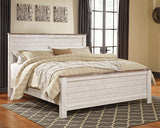 Mega Furniture - Ashley Furniture - Willowton Bedroom - California King Panel Bed / Whitewash - B267B28