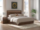 Mega Furniture - Ashley Furniture - Janfyn Bedroom - King Panel Bed with Storage / Brown - PCB1010B9