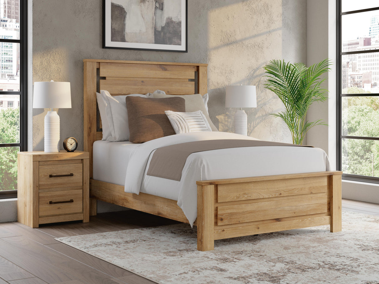 Mega Furniture - Ashley Furniture - Brozmont Bedroom - Full Panel Platform Bed / Tan - B1045B10