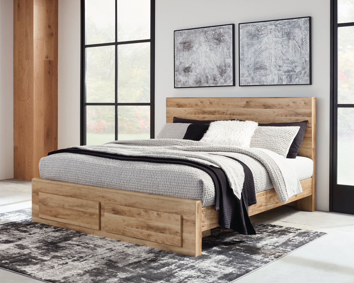 Mega Furniture - Ashley Furniture - Hyanna Bedroom - Queen Panel Storage Bed / Tan Brown - B1050B4