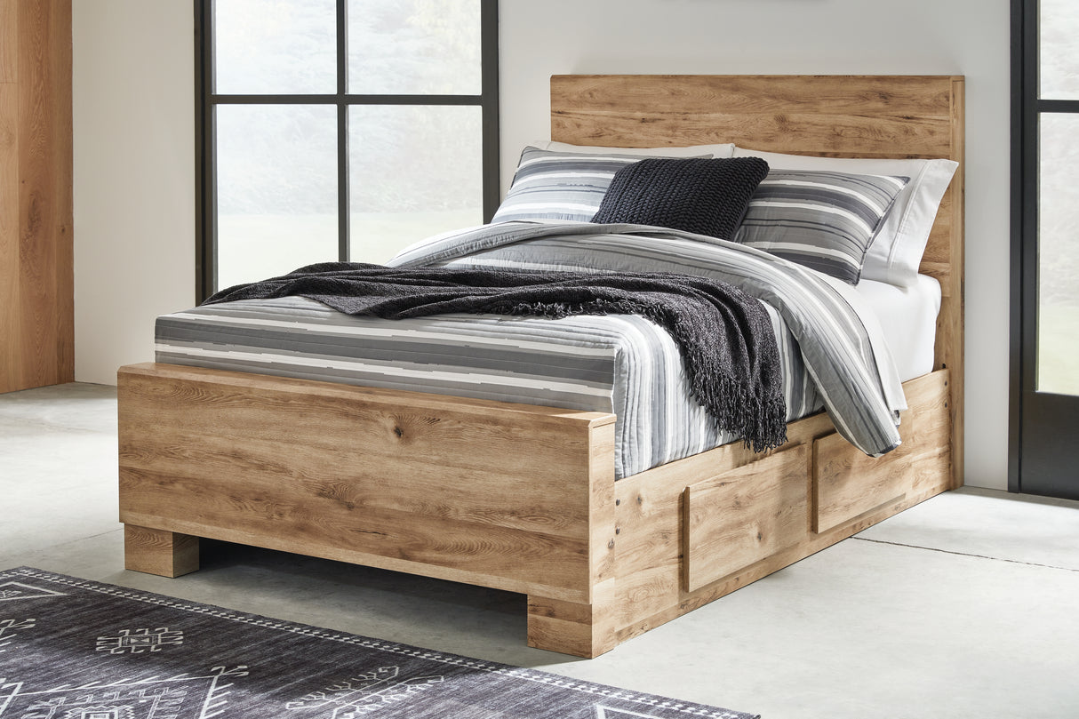 Mega Furniture - Ashley Furniture - Hyanna Bedroom - Full Panel Bed with 1 Side Storage / Tan Brown - B1050B25