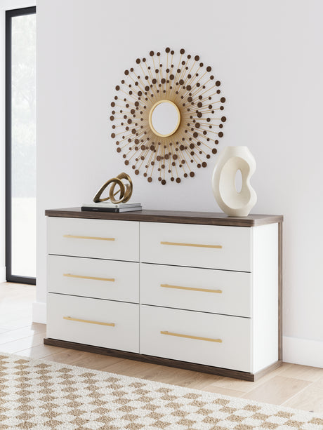 Mega Furniture - Ashley Furniture - Kendanport Bedroom - King Upholstered Bed / White/Brown - PCB1108B8