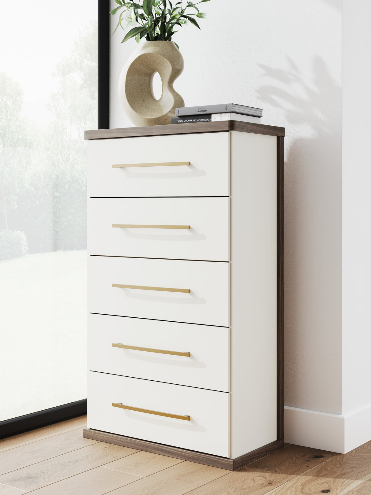 Mega Furniture - Ashley Furniture - Kendanport Bedroom - Five Drawer Chest / Brown/White - PCB1108-46