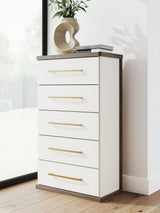 Mega Furniture - Ashley Furniture - Kendanport Bedroom - Five Drawer Chest / Brown/White - PCB1108-46