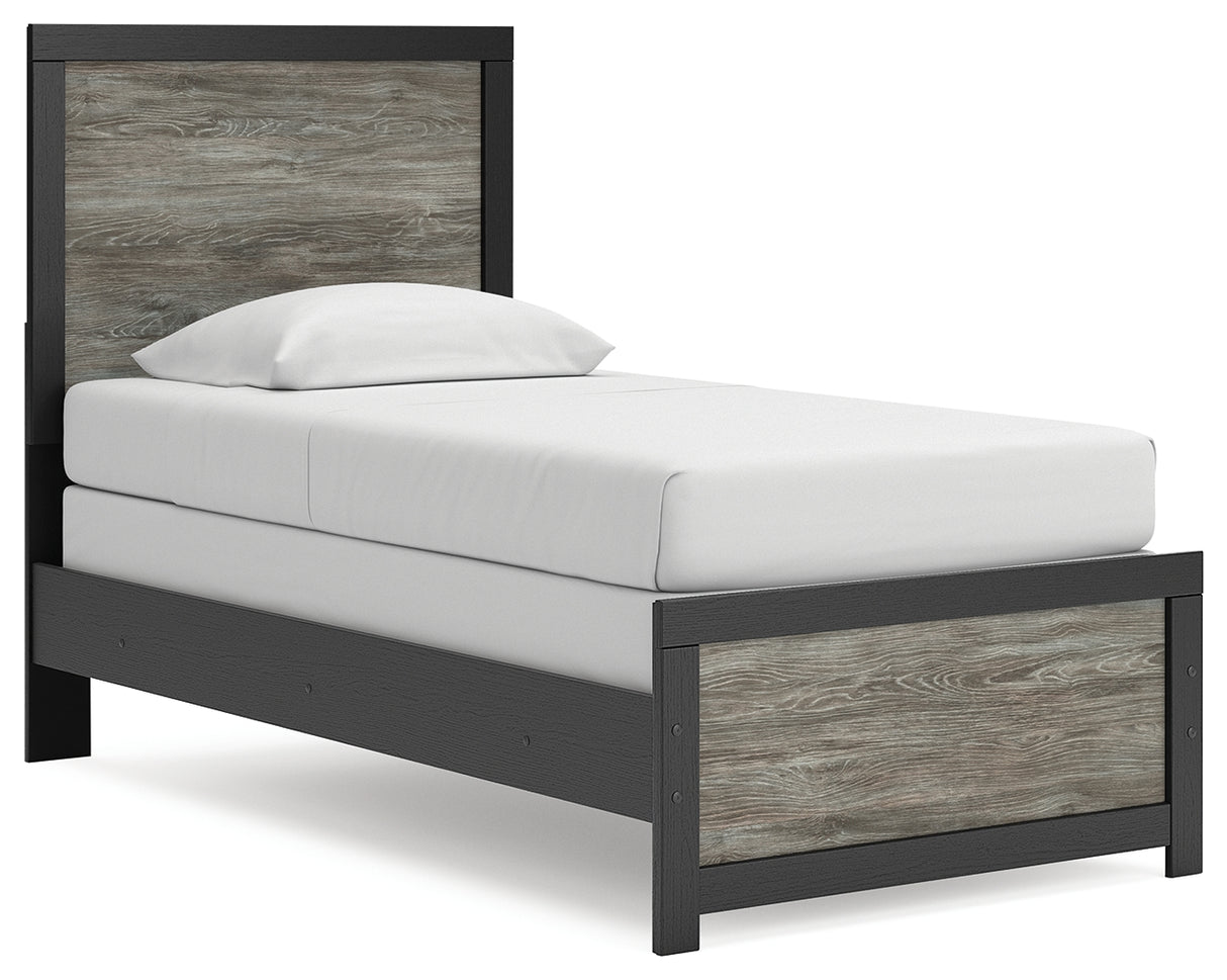 Mega Furniture - Ashley Furniture - Broachmyn Bedroom - Twin Panel Bed / Black/Gray - PCB1118B8