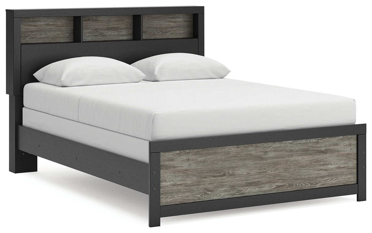 Mega Furniture - Ashley Furniture - Broachmyn Bedroom - Queen Bookcase Bed / Black/Gray - PCB1118B2