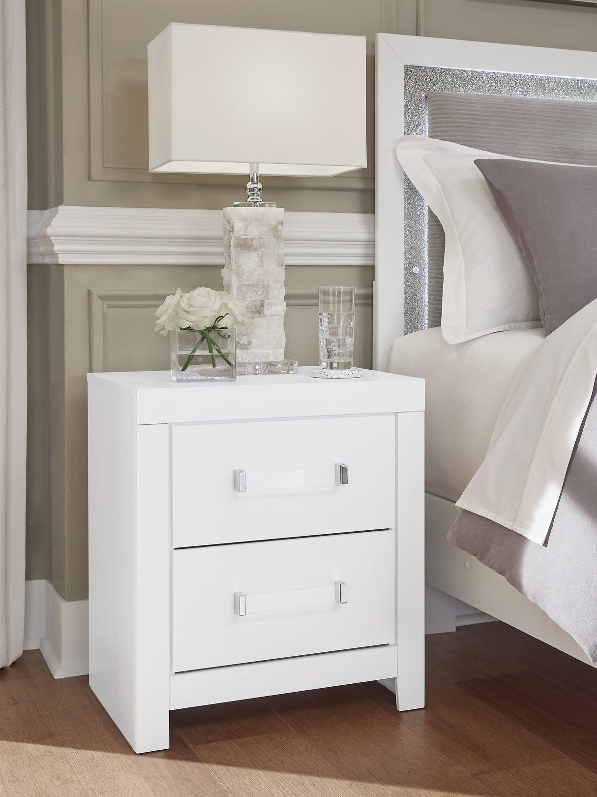 Mega Furniture - Ashley Furniture - Maeling Bedroom - Two Drawer Night Stand / White - PCB1119-92