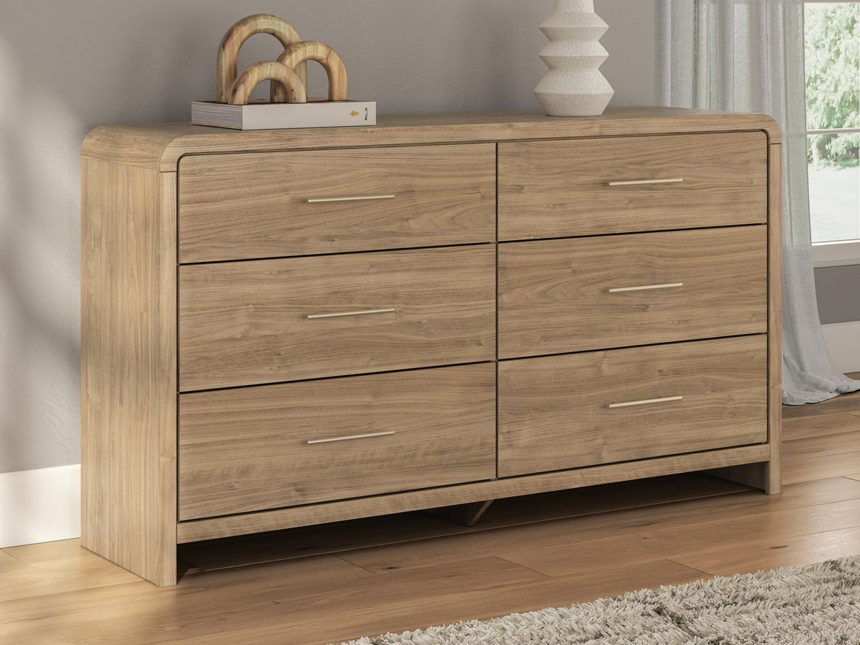 Mega Furniture - Ashley Furniture - Gramburg Bedroom - Six Drawer Dresser / Warm Natural Brown - PCB1121-31