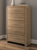 Mega Furniture - Ashley Furniture - Gramburg Bedroom - Five Drawer Chest / Warm Natural Brown - PCB1121-46