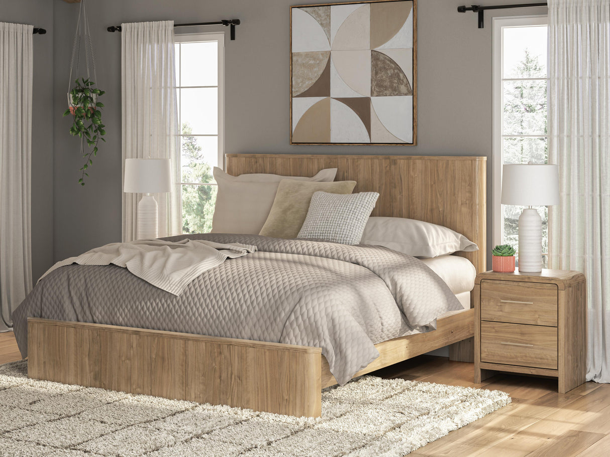 Mega Furniture - Ashley Furniture - Gramburg Bedroom - King Panel Bed / Warm Natural Brown - PCB1121B16