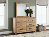 Mega Furniture - Ashley Furniture - Makidern Bedroom - Dresser and Mirror / Tan - PCB1170B1