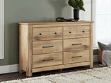 Mega Furniture - Ashley Furniture - Makidern Bedroom - Six Drawer Dresser / Tan - PCB1170-31