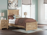 Mega Furniture - Ashley Furniture - Makidern Bedroom - Twin Panel Bed / Tan - PCB1170B18