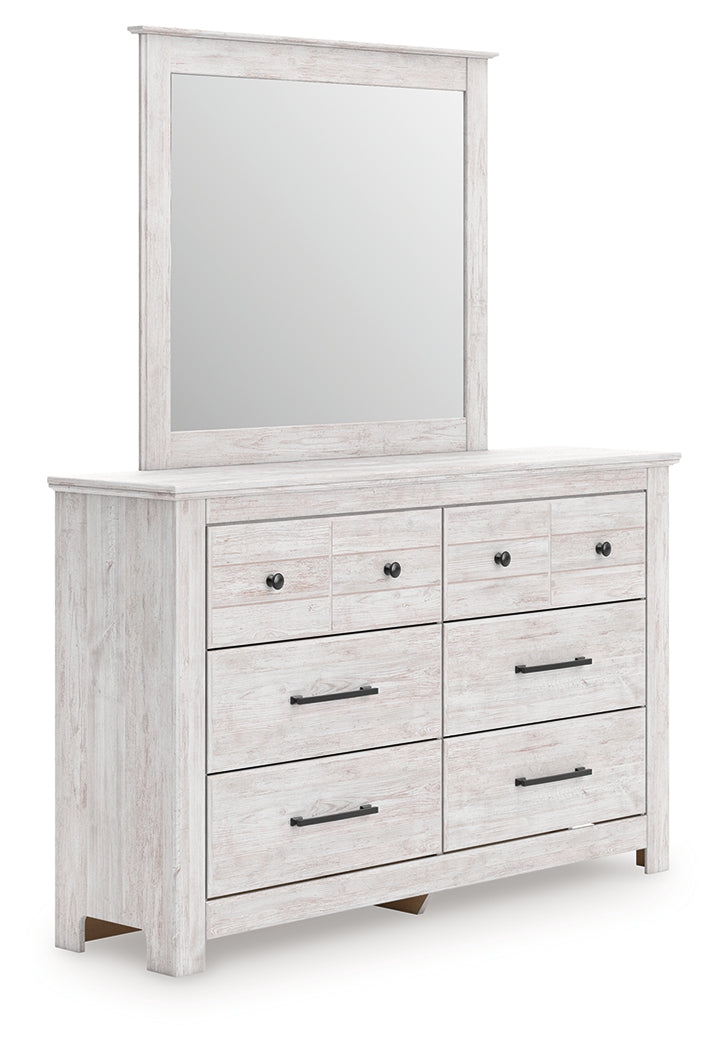 Mega Furniture - Ashley Furniture - Makidern Bedroom - Dresser and Mirror / Whitewash - PCB1171B1