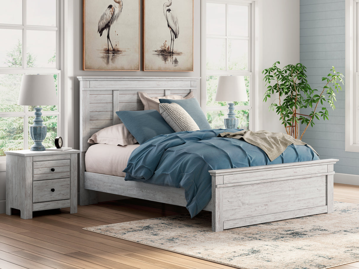 Mega Furniture - Ashley Furniture - Makidern Bedroom - Queen Panel Bed / Whitewash - PCB1171B2