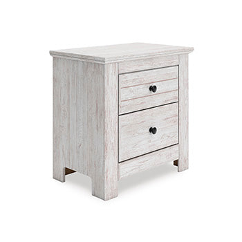 Mega Furniture - Ashley Furniture - Makidern Bedroom - Two Drawer Night Stand / Whitewash - PCB1171-92