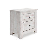 Mega Furniture - Ashley Furniture - Makidern Bedroom - Two Drawer Night Stand / Whitewash - PCB1171-92