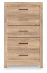 Mega Furniture - Ashley Furniture - Kinlanni Bedroom - Five Drawer Chest / Tan - PCB1360-46
