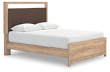 Mega Furniture - Ashley Furniture - Kinlanni Bedroom - Queen Upholstered Platform Bed / Tan - PCB1360B10