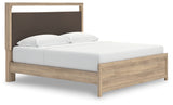Mega Furniture - Ashley Furniture - Kinlanni Bedroom - King Upholstered Platform Bed / Tan - PCB1360B16