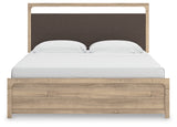 Mega Furniture - Ashley Furniture - Kinlanni Bedroom - King Upholstered Panel Bed / Tan - PCB1360B15