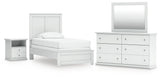Mega Furniture - Ashley Furniture - Bostwick Shoals Twin Panel Bed, Dresser, Mirror and Nightstand - Twin Panel Bed, Dresser, Mirror and Nightstand - B139B60