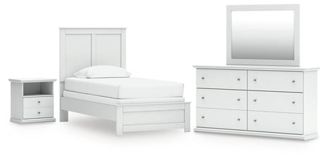 Mega Furniture - Ashley Furniture - Bostwick Shoals Twin Panel Bed, Dresser, Mirror and Nightstand - Twin Panel Bed, Dresser, Mirror and Nightstand - B139B60