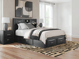 Mega Furniture - Ashley Furniture - Stabotta Bedroom - Queen Bookcase Bed with Storage / Black - PCB1755B7