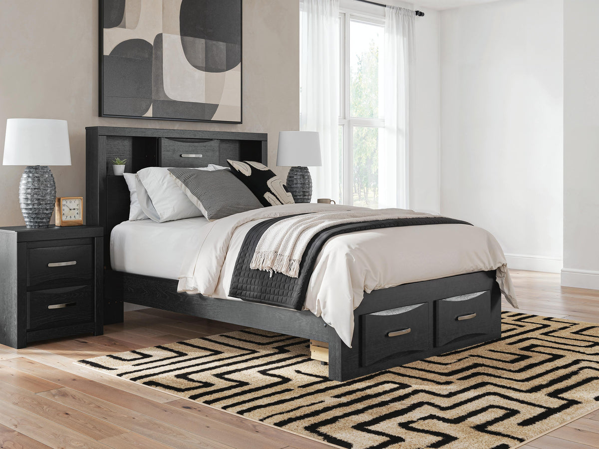 Mega Furniture - Ashley Furniture - Stabotta Bedroom - Full Bookcase Storage Bed / Black - PCB1755B2
