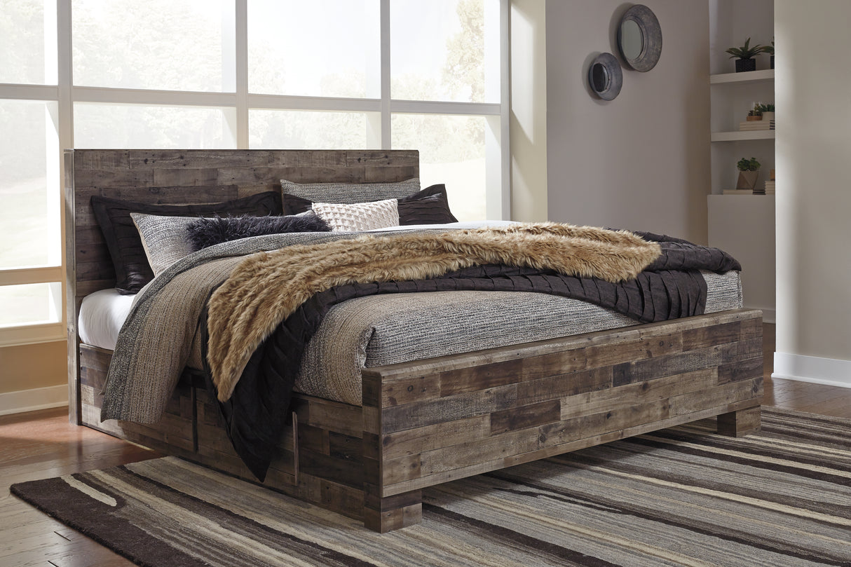 Mega Furniture - Ashley Furniture - Derekson Bedroom - Queen Panel Bed with 2 Side Storage / Multi Gray - B200B43