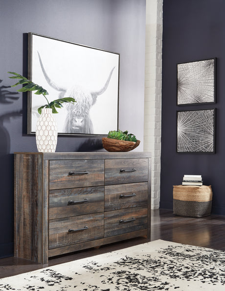 Mega Furniture - Ashley Furniture - Drystan Bedroom - King Panel Bed with 2 Storage Drawers / Multi - B211B15
