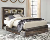 Mega Furniture - Ashley Furniture - Drystan Bedroom - Queen Bookcase Bed with 4 Storage Drawers / Multi - B211B18